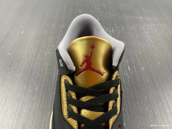 Rep WMNS Gold Jordan 3 Black Air CK9246-067 0805